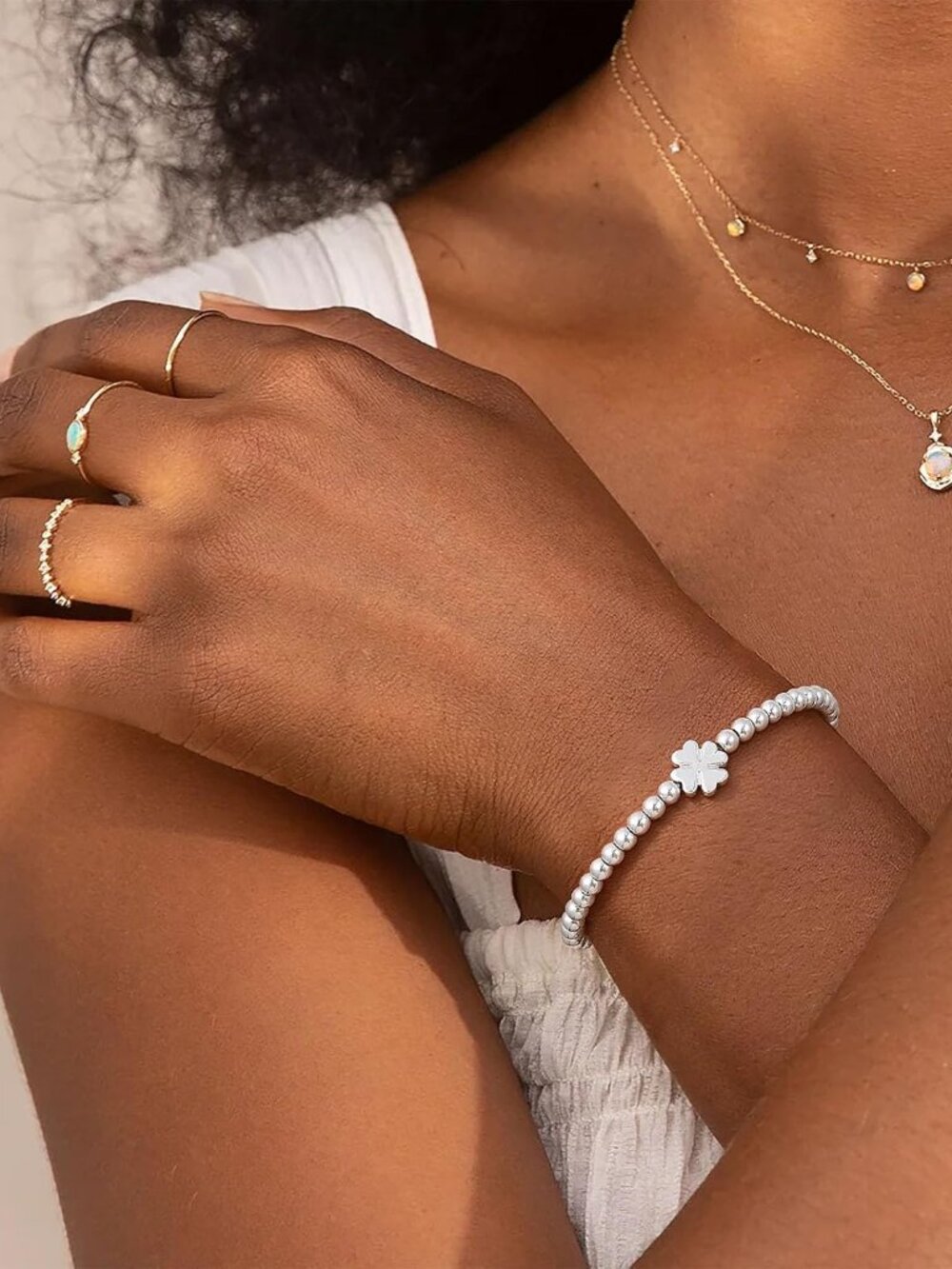 Gold Bracelets For Women 14k Gold Beaded Bracelets Stackable Bracelets For Women View 3